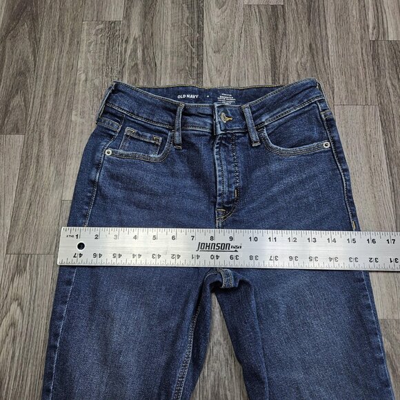 Old Navy Jeans Womens 0 Blue High Rise Rockstar Super Skinny Raw Hem Ankle Denim - Picture 9 of 12